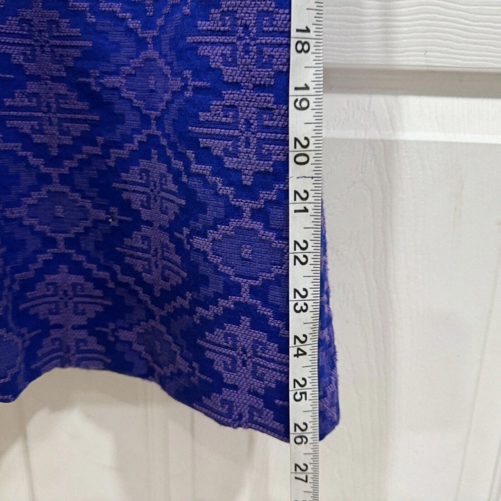 Anthropologie Women Size 4 Jacquard Fit Flare Maeve Blue Sheath Brocade‎ Dress - Picture 9 of 12